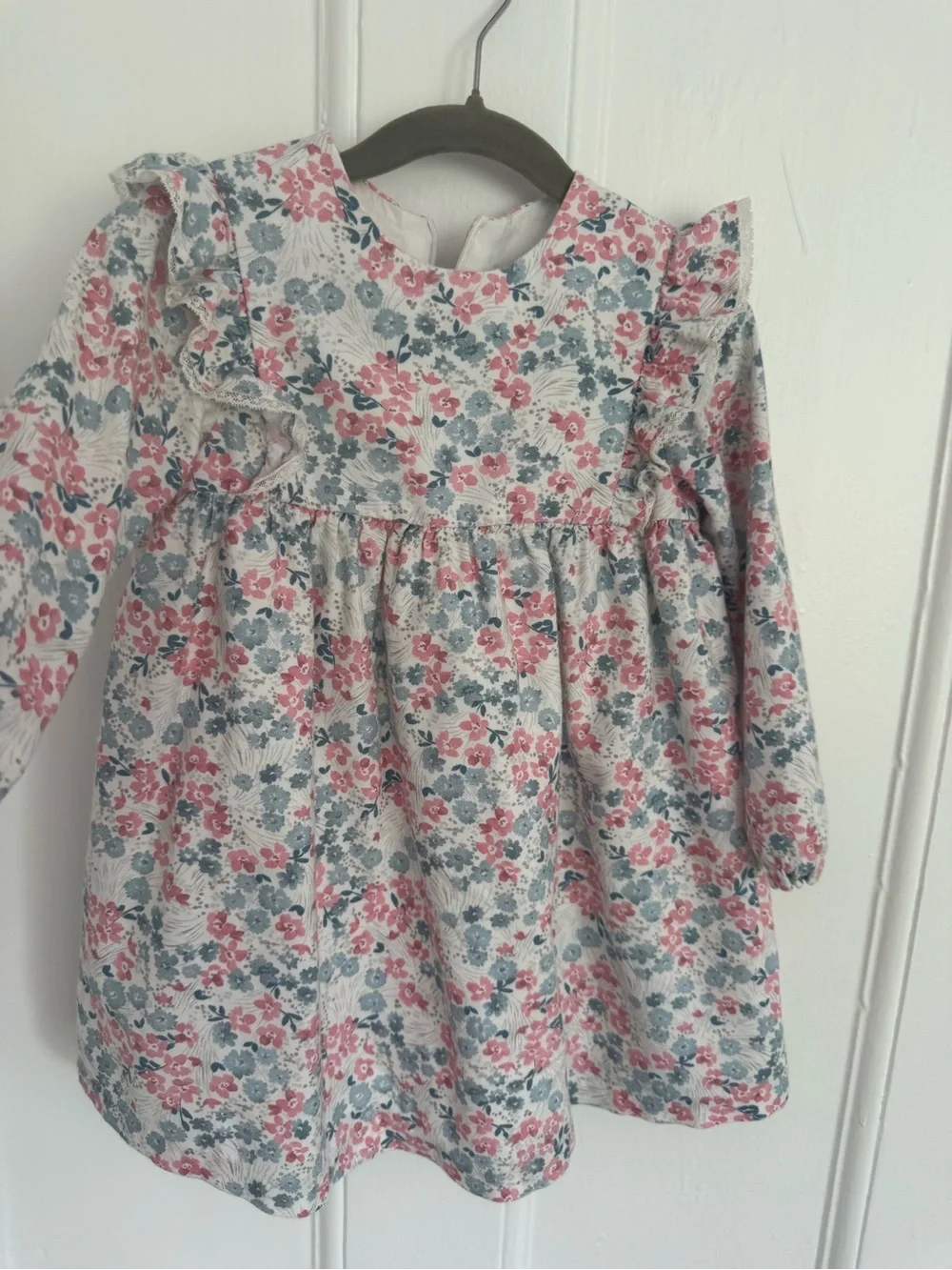 Tartine et Chocolat Floral Ruffle Dress - Pink & Blue